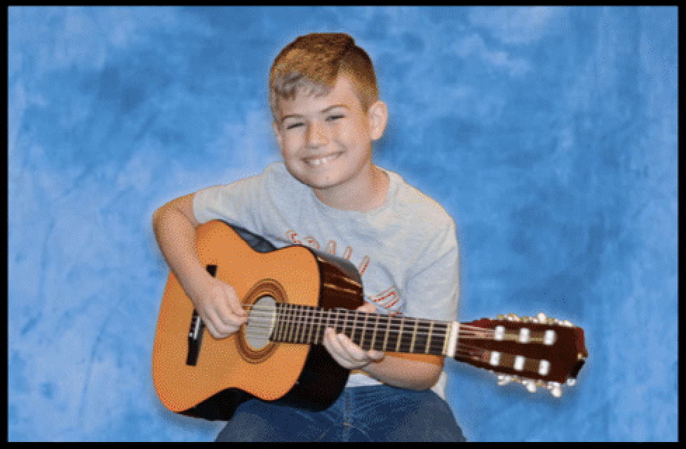 Beginning guitar student illustration
