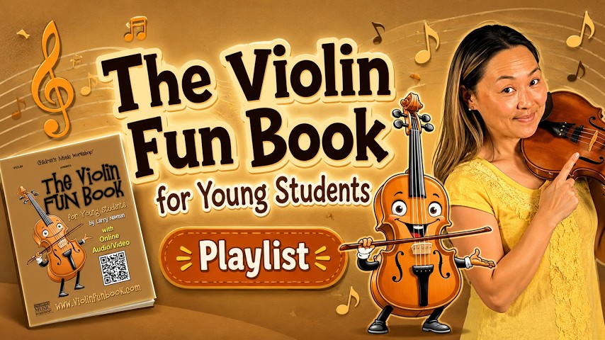 Miss Sachi teaching The Violin Fun Book YouTube lessons