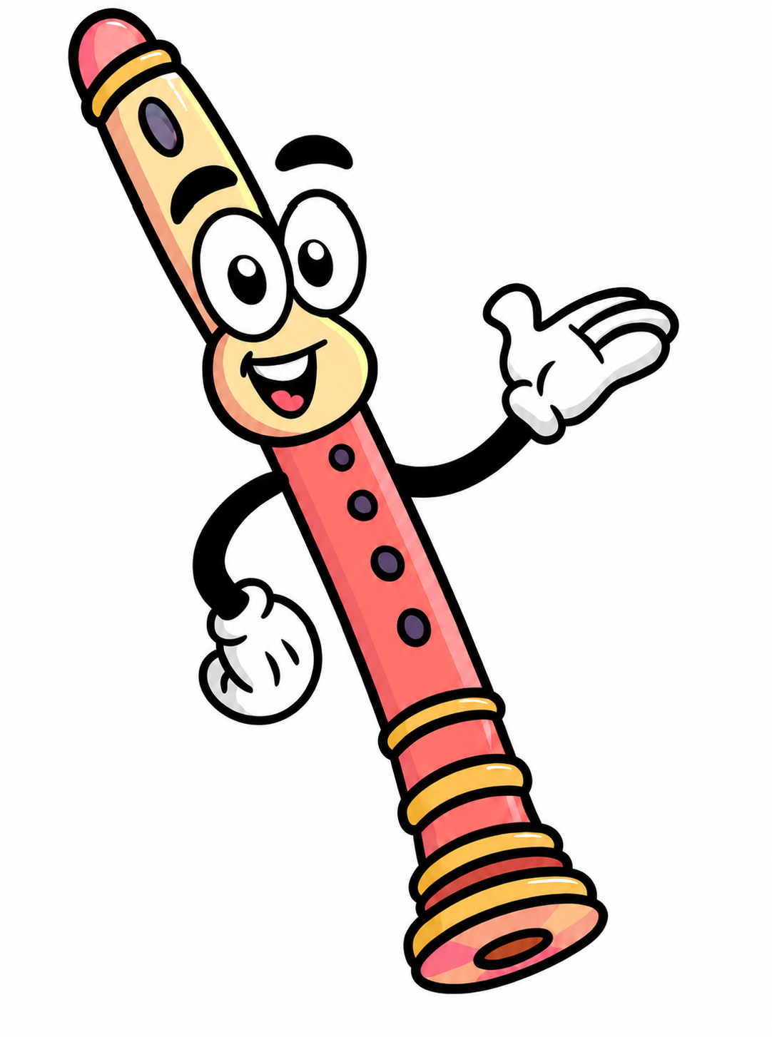 Recorder character illustration for the Recorder Fun Book Series