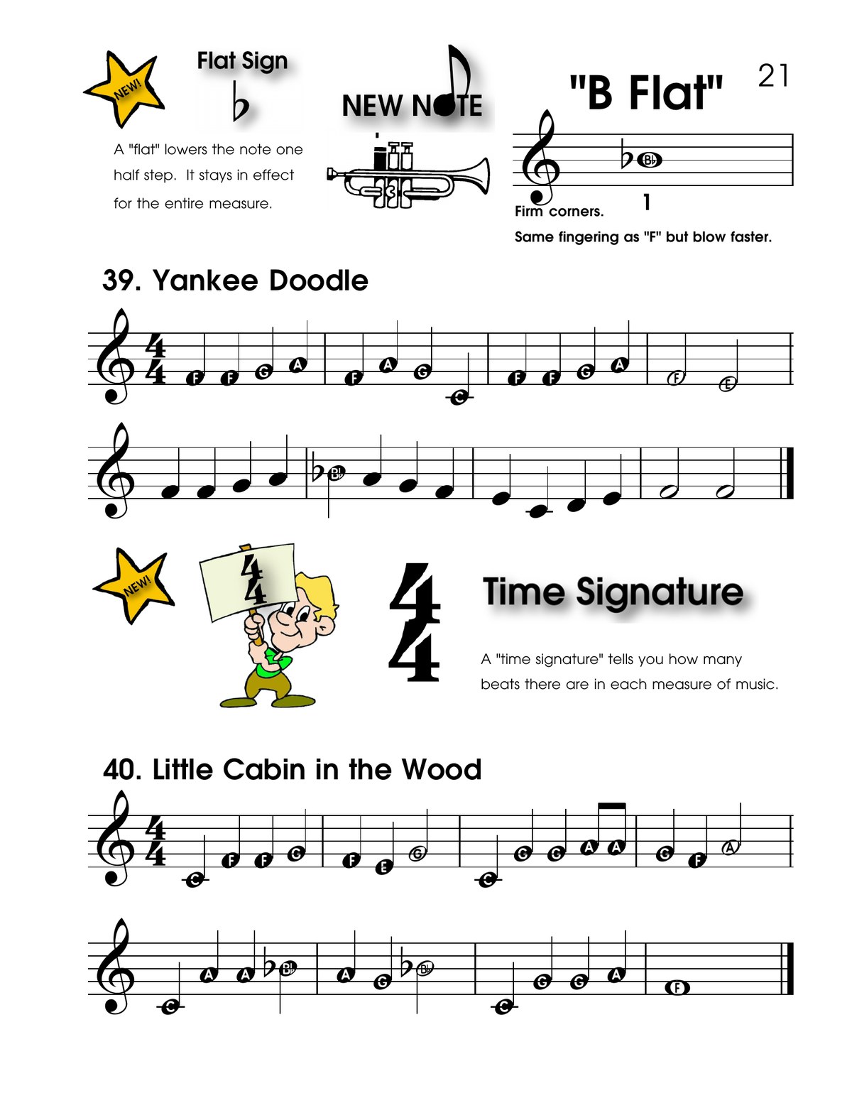B flat fingering and time signature lesson
