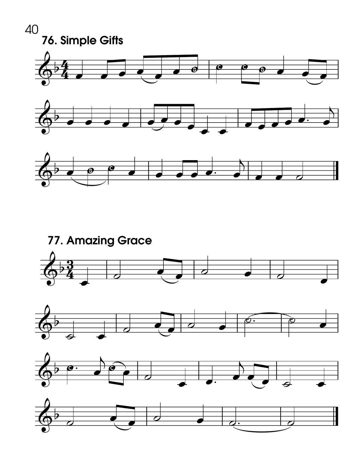 Simple Gifts and Amazing Grace trumpet music