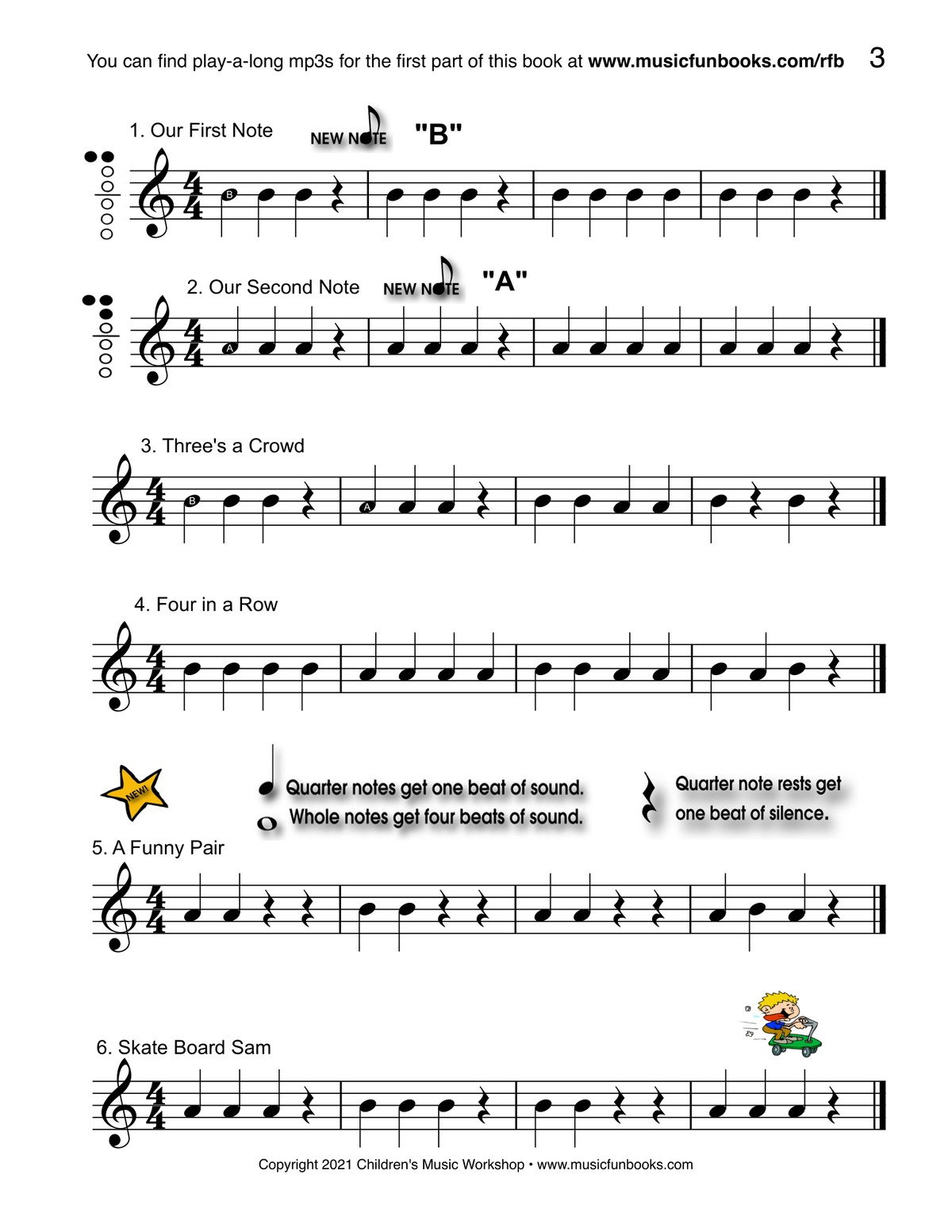 First recorder notes in The Best Beginning Recorder Book for Kids