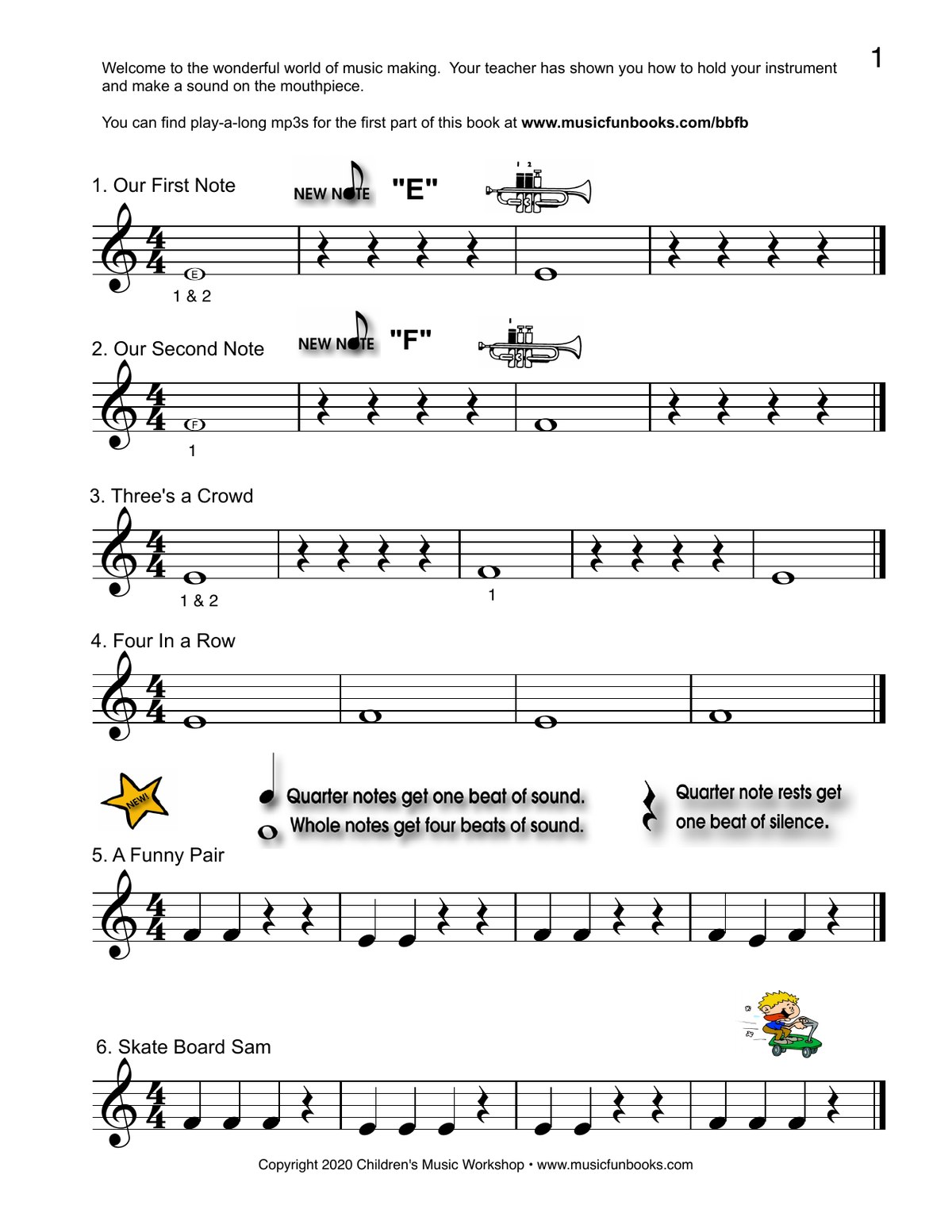 First notes from Best Beginning Trumpet Book for Kids