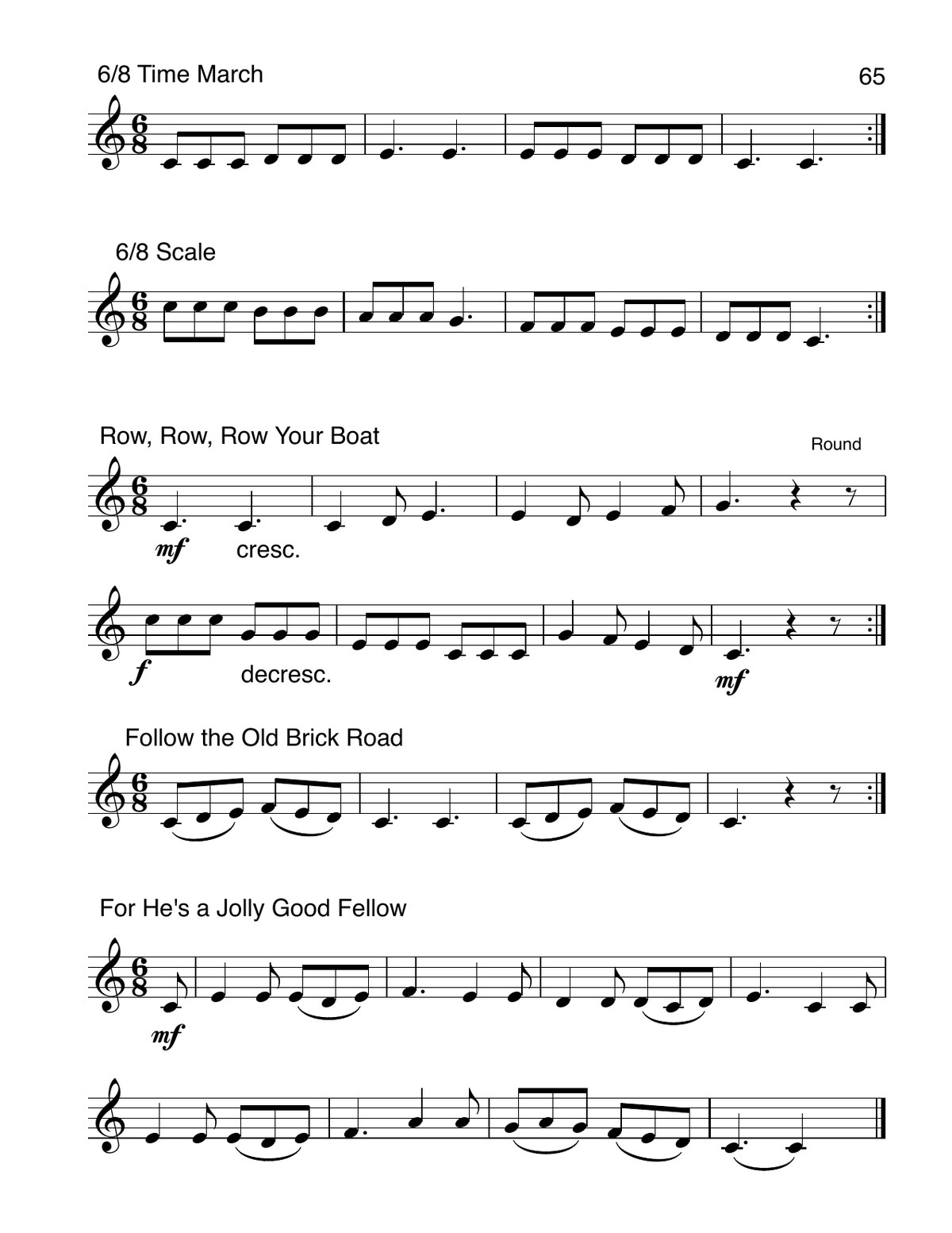 Six eight time and rounds trumpet exercises
