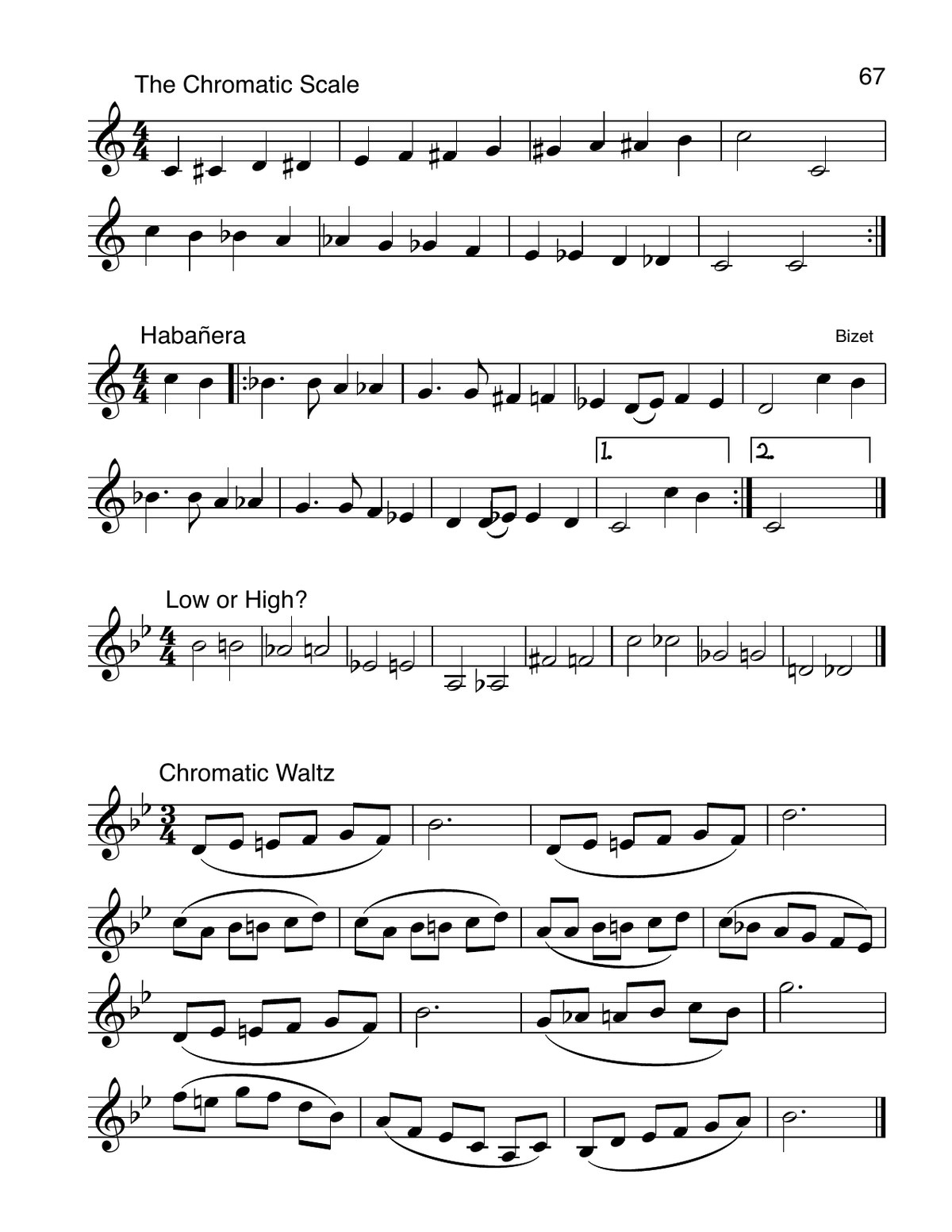 Chromatic scale and Habanera trumpet music