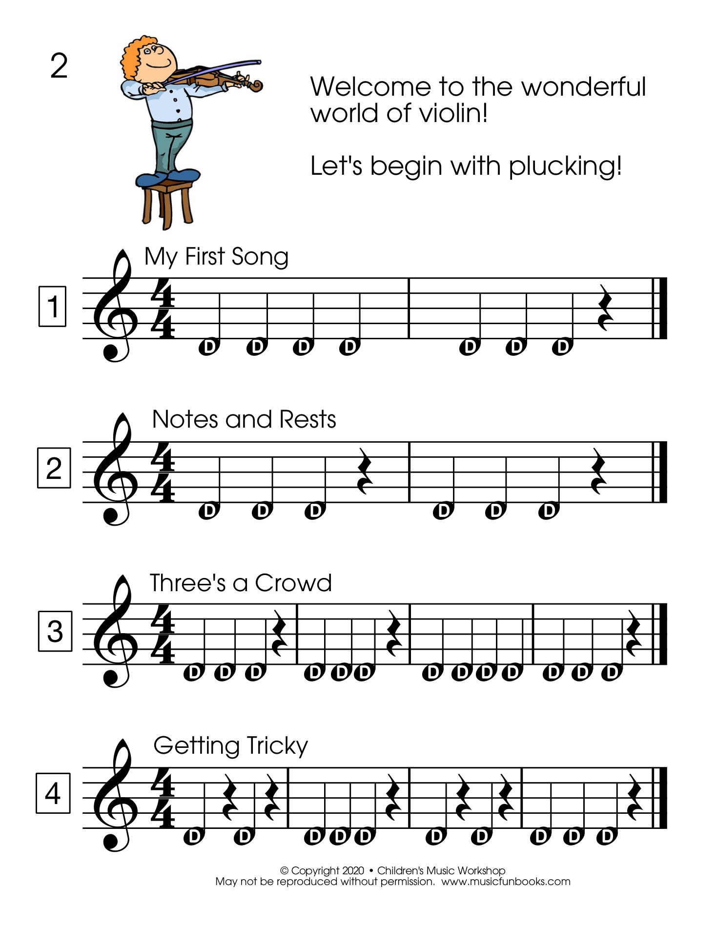 My First Song beginner violin page from Best Beginning Violin Book for Kids