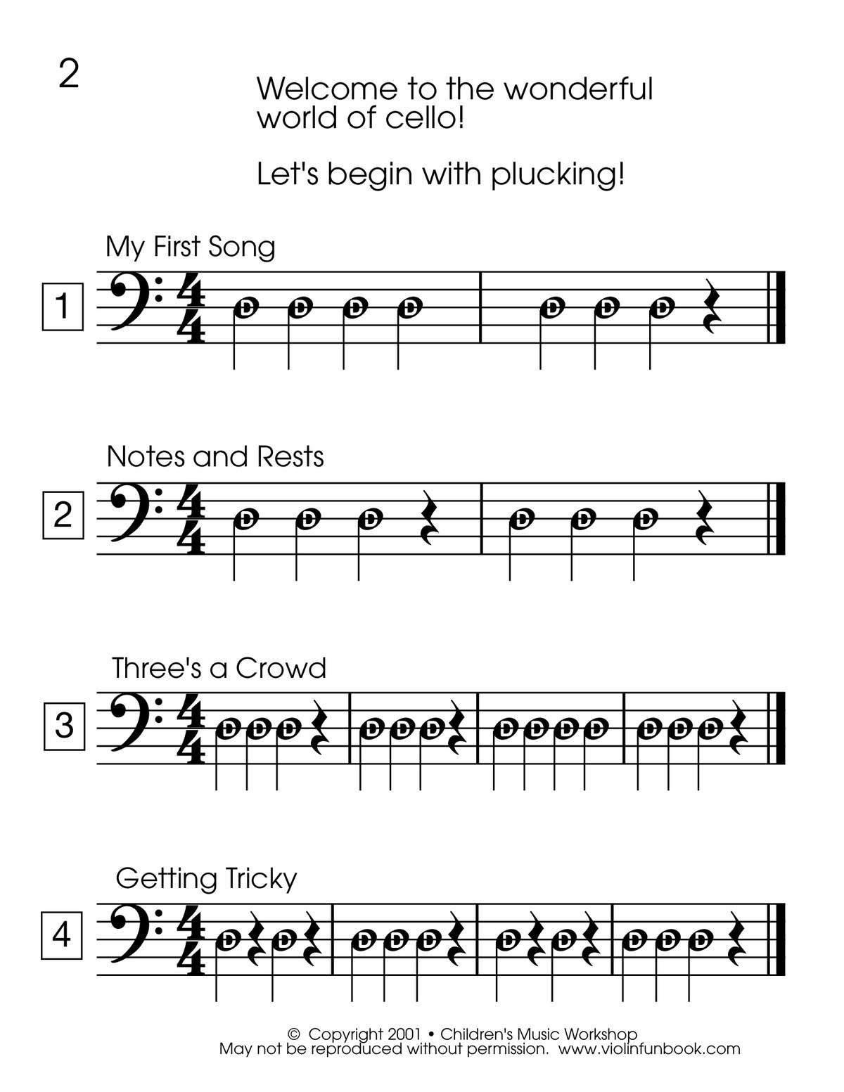 Opening exercises from The Cello Fun Book