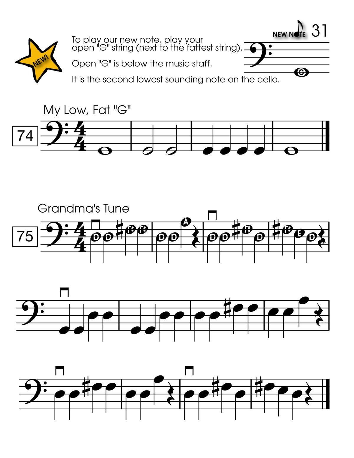 Open G string beginner cello lesson