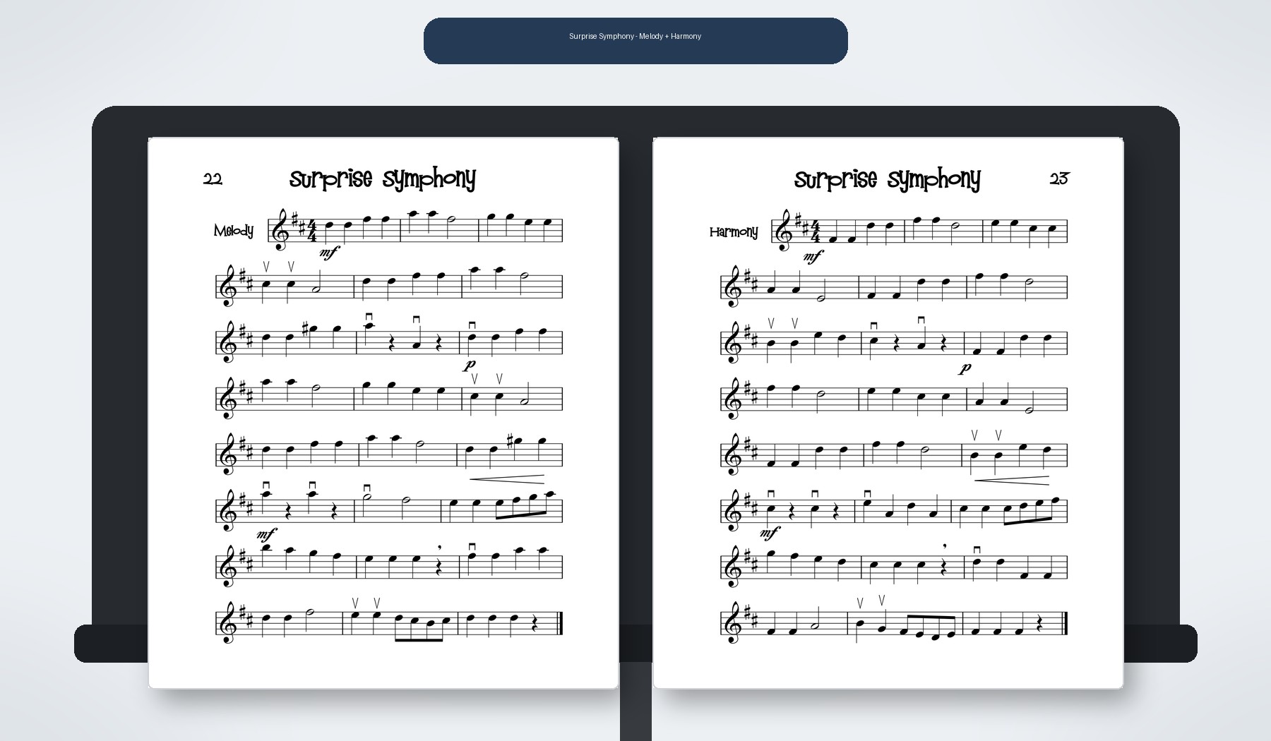 Surprise Symphony violin duet melody and harmony