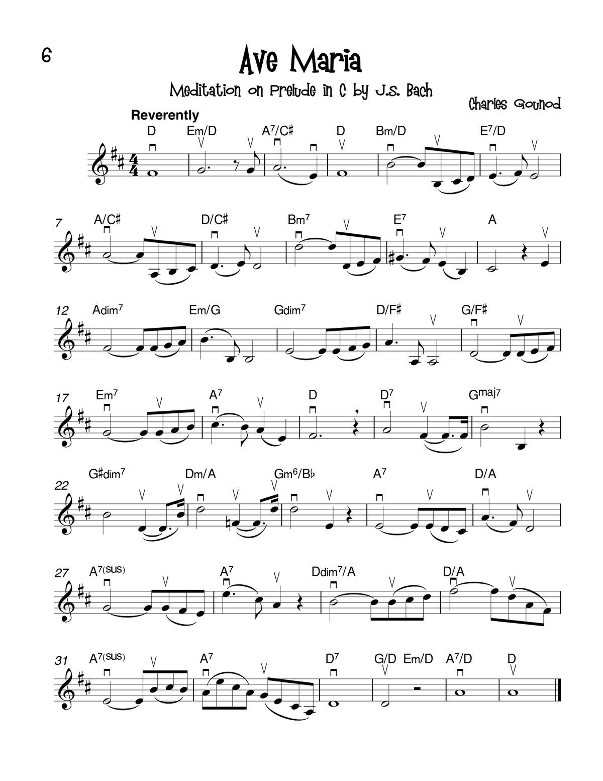 Ave Maria from Fifty Famous Classical Themes for Violin