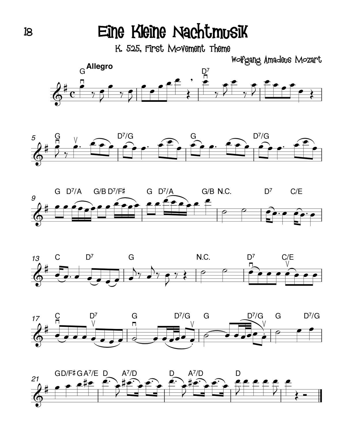 Eine Kleine Nachtmusik for violin