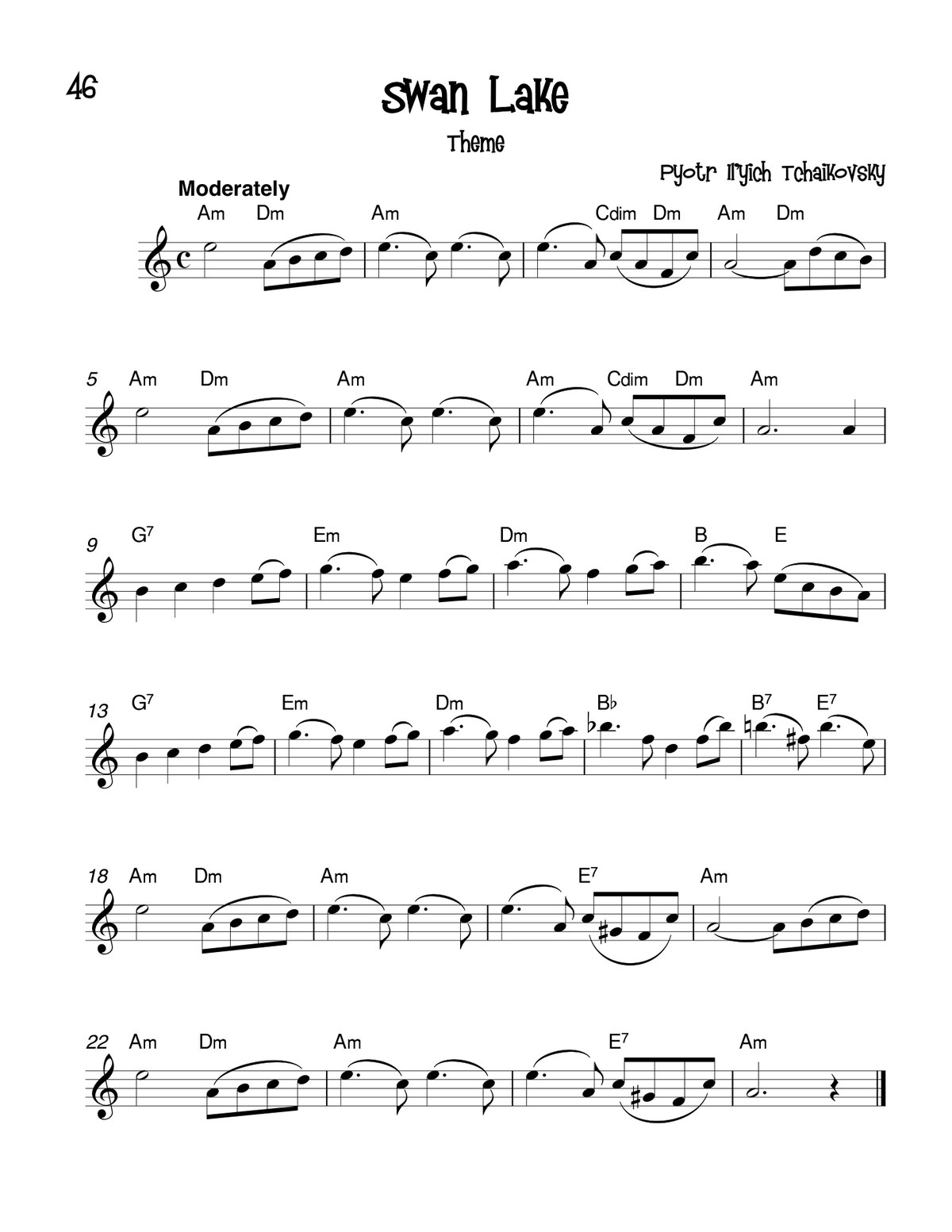 Swan Lake theme for violin