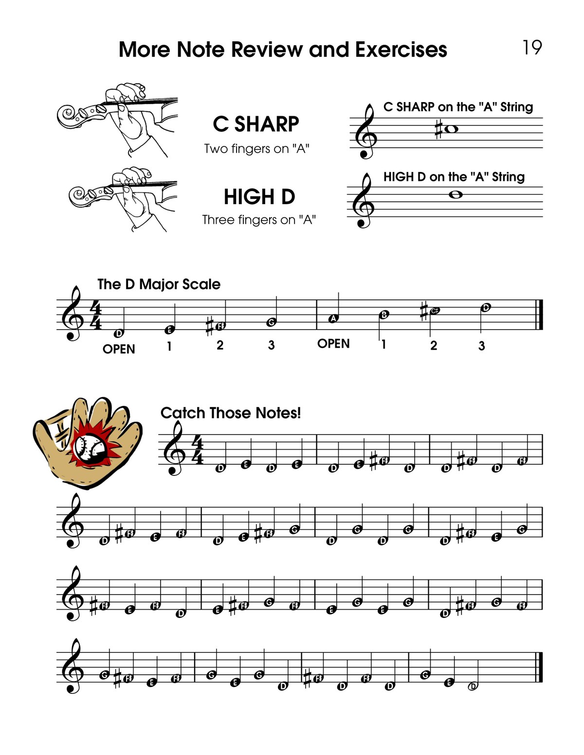 D major scale C sharp and high D violin lesson