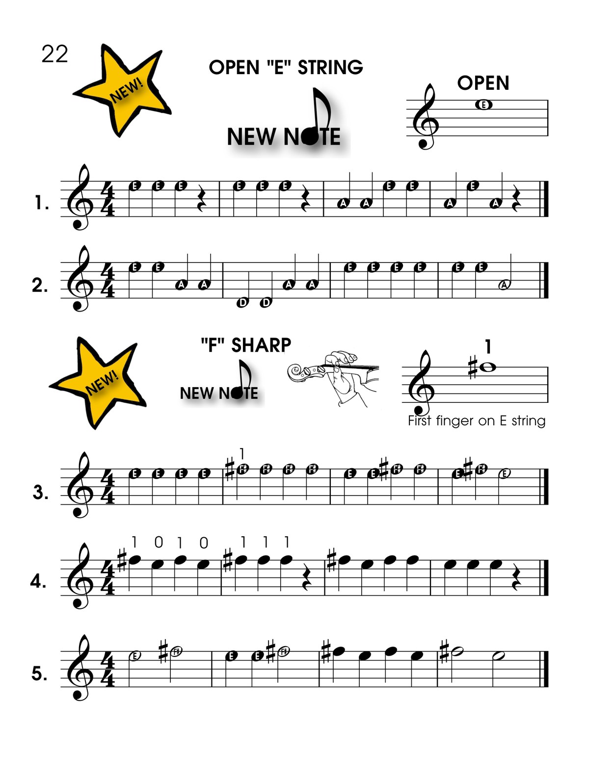 Open E string and F sharp violin lesson