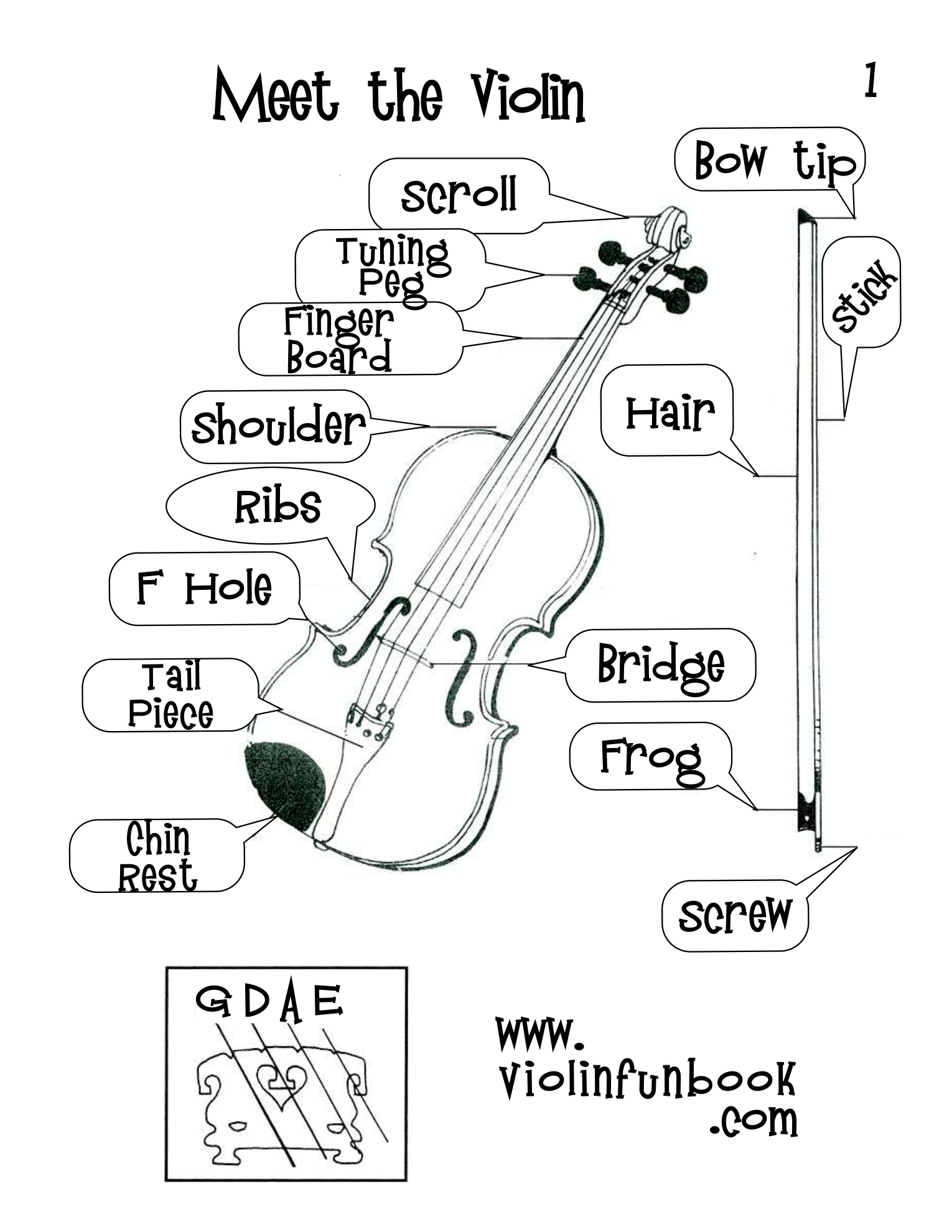 Meet the Violin page from My First Violin Fun Book
