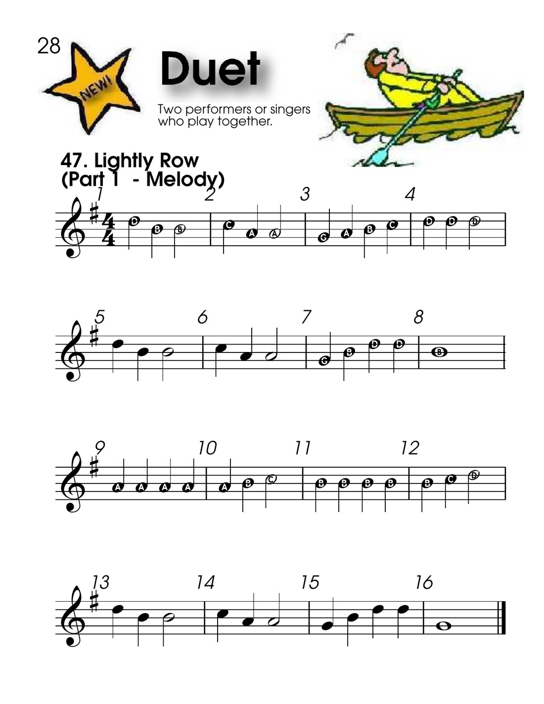 Lightly Row recorder duet from The Recorder Fun Book