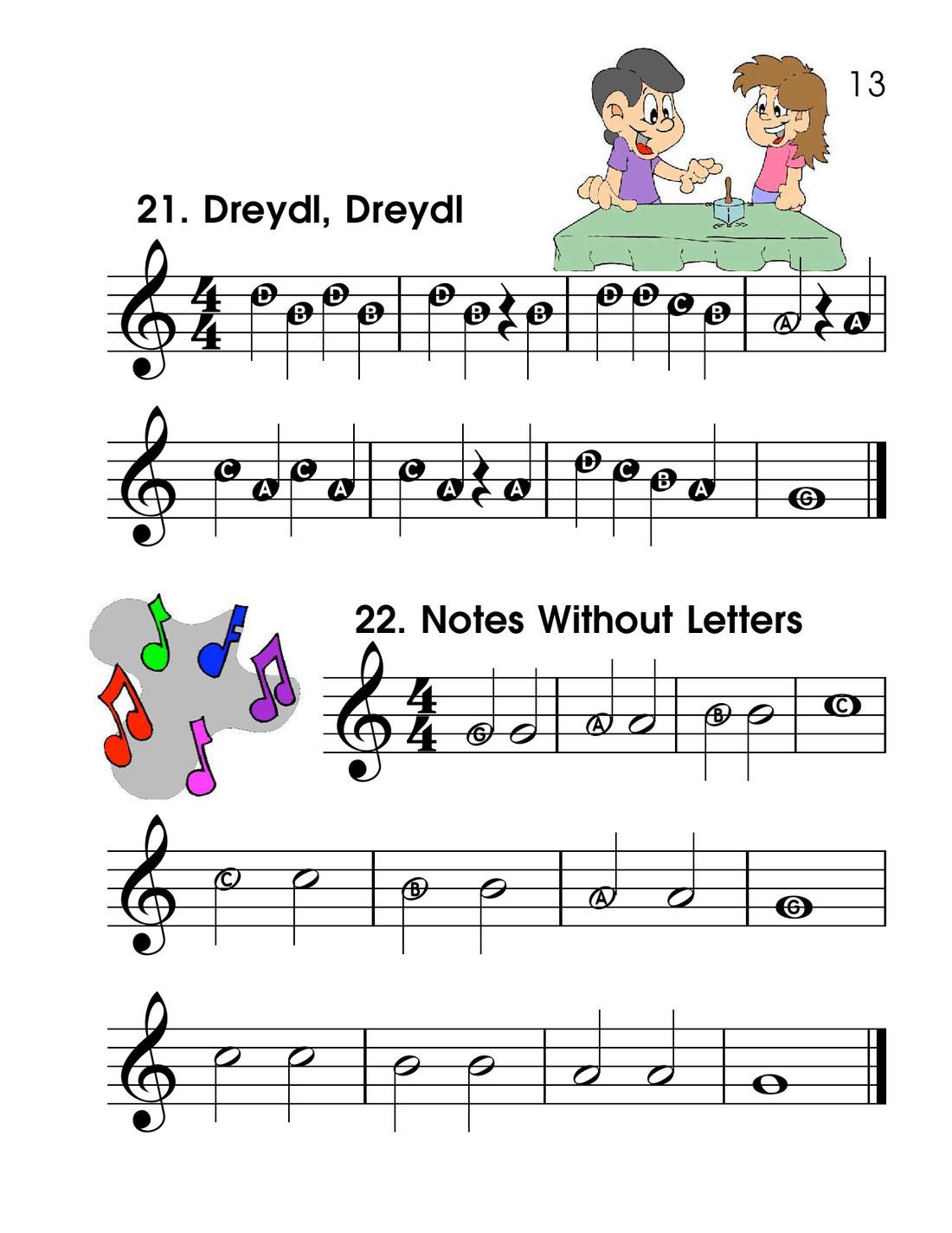 Recorder Fun Book transition to notes without letter names