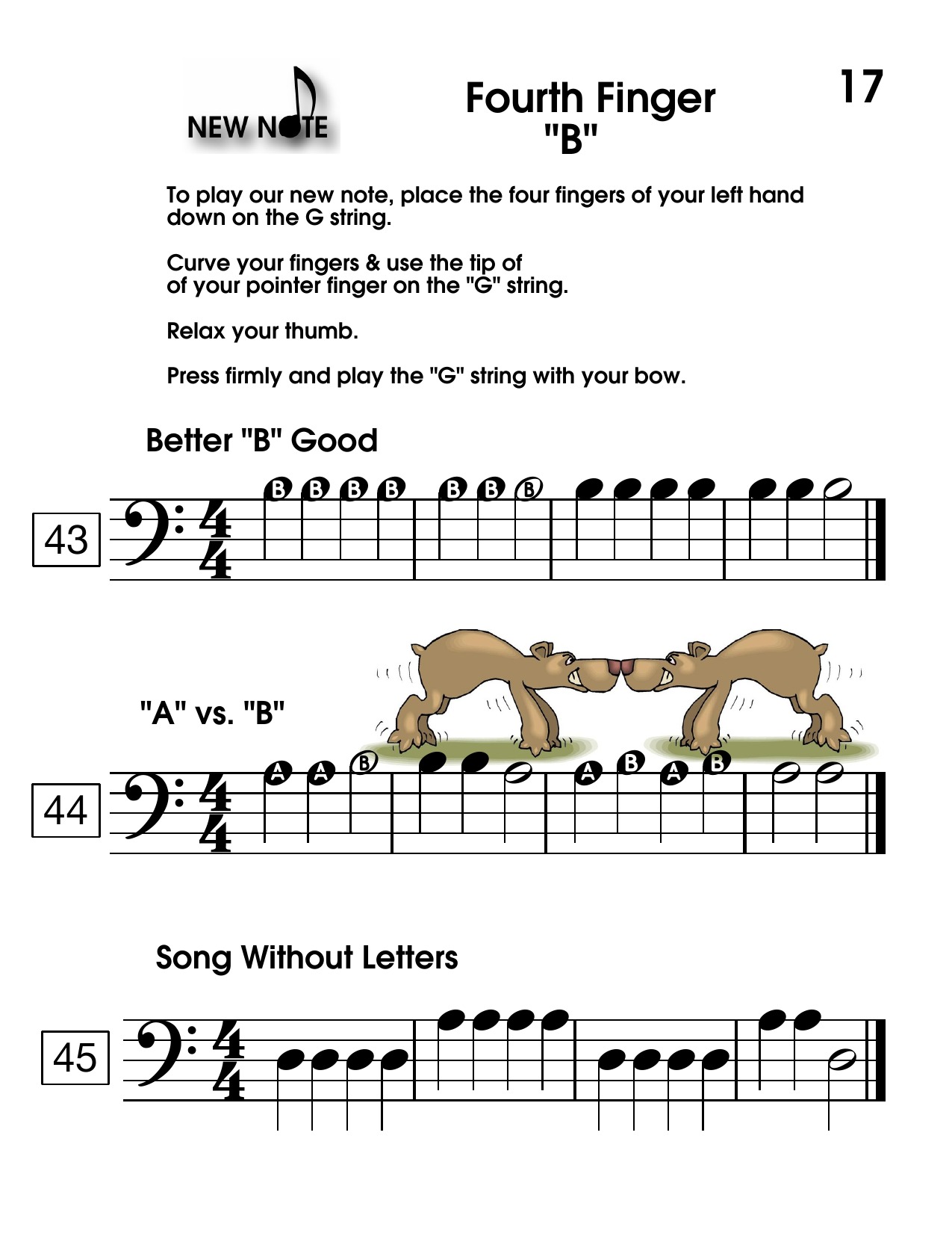 Fourth finger B and Song Without Letters from The Bass Fun Book