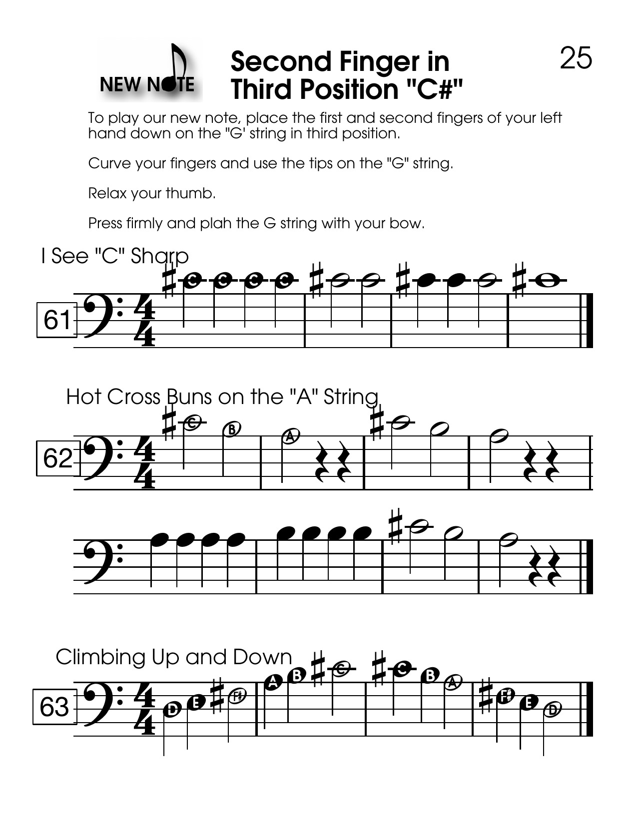 Third position C sharp lesson in The Bass Fun Book