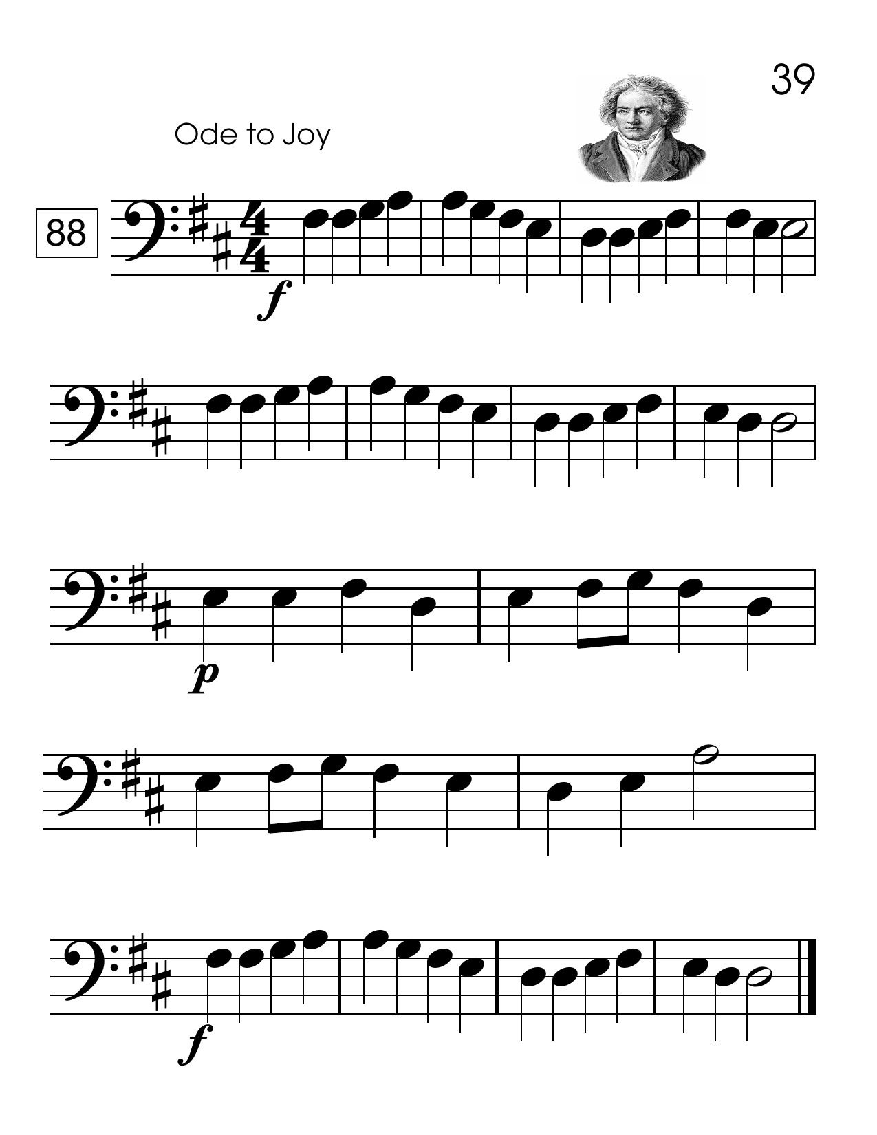 Ode to Joy for beginning double bass