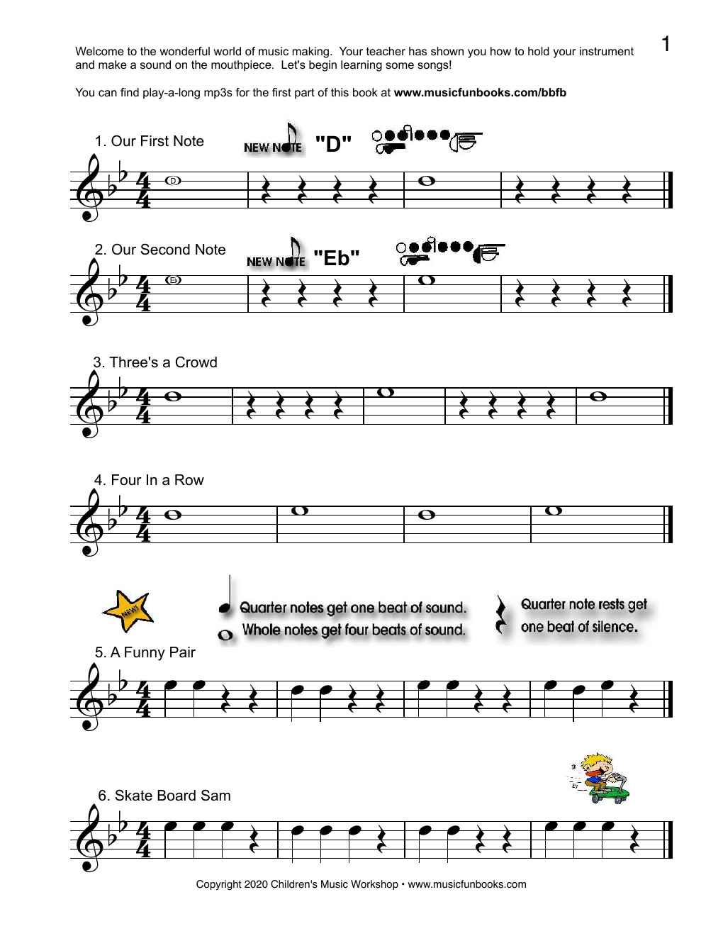 First notes from Best Beginning Flute Book for Kids