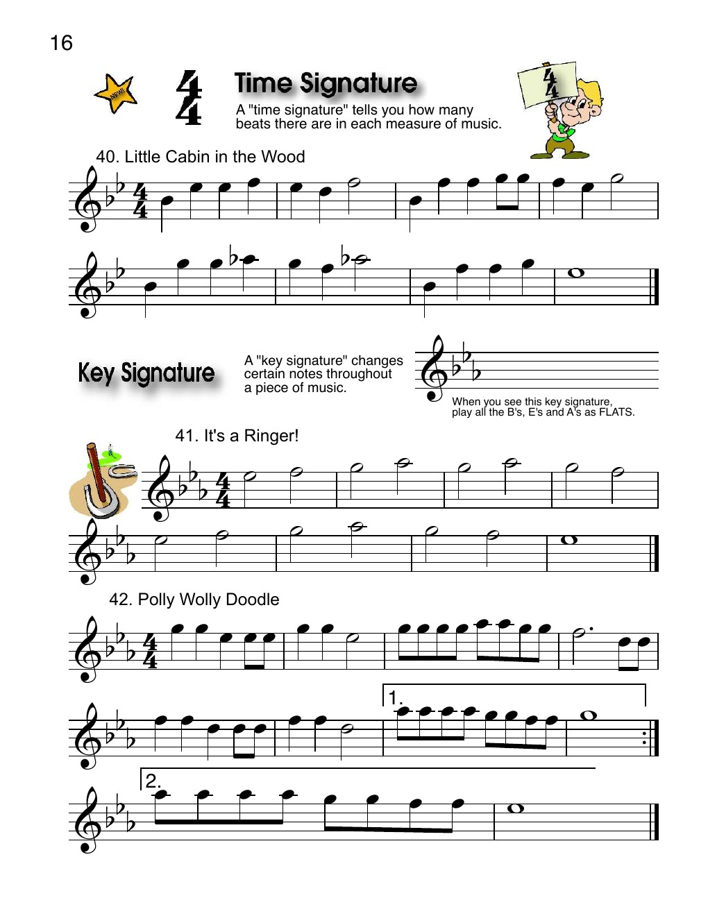 Time and key signature lesson in Best Beginning Flute Book