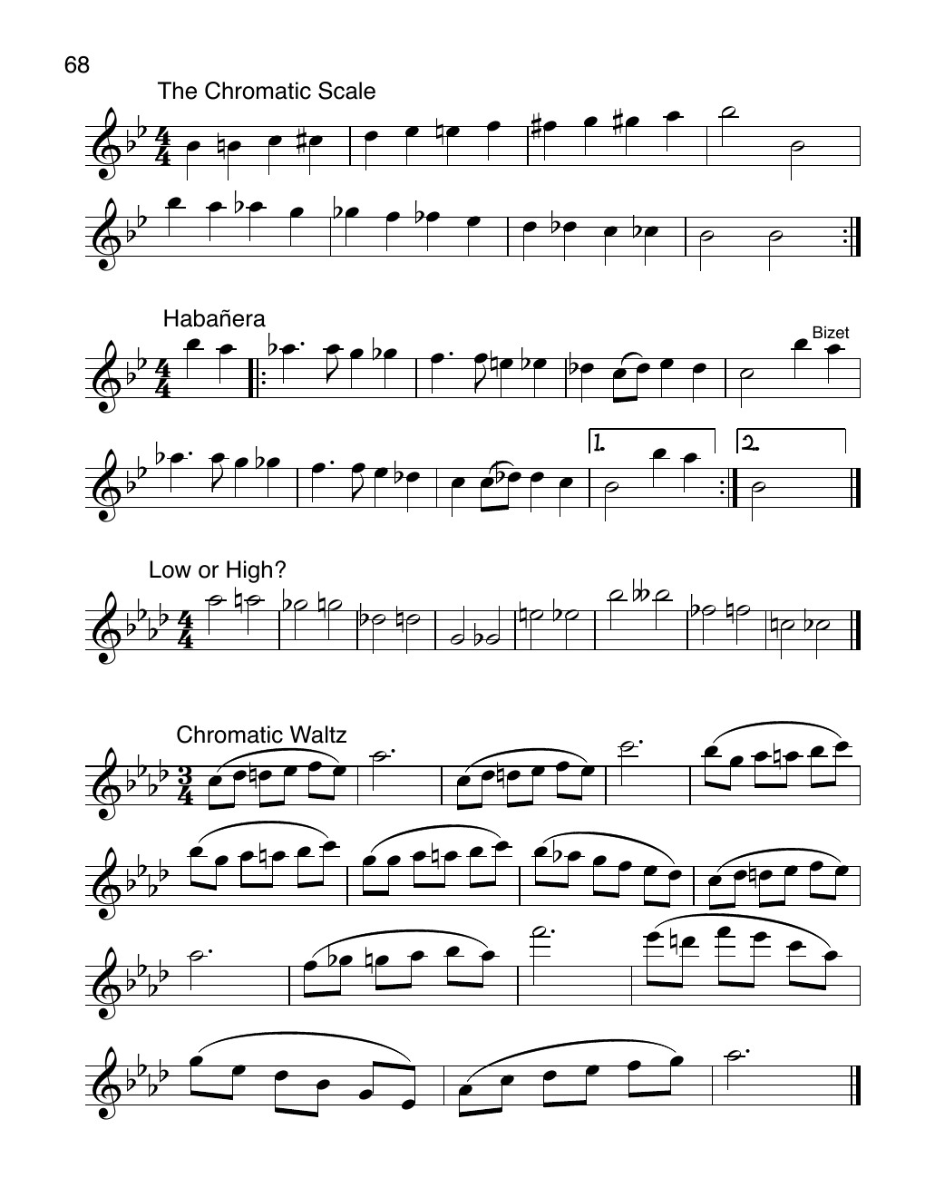 Chromatic scale and Habanera flute music