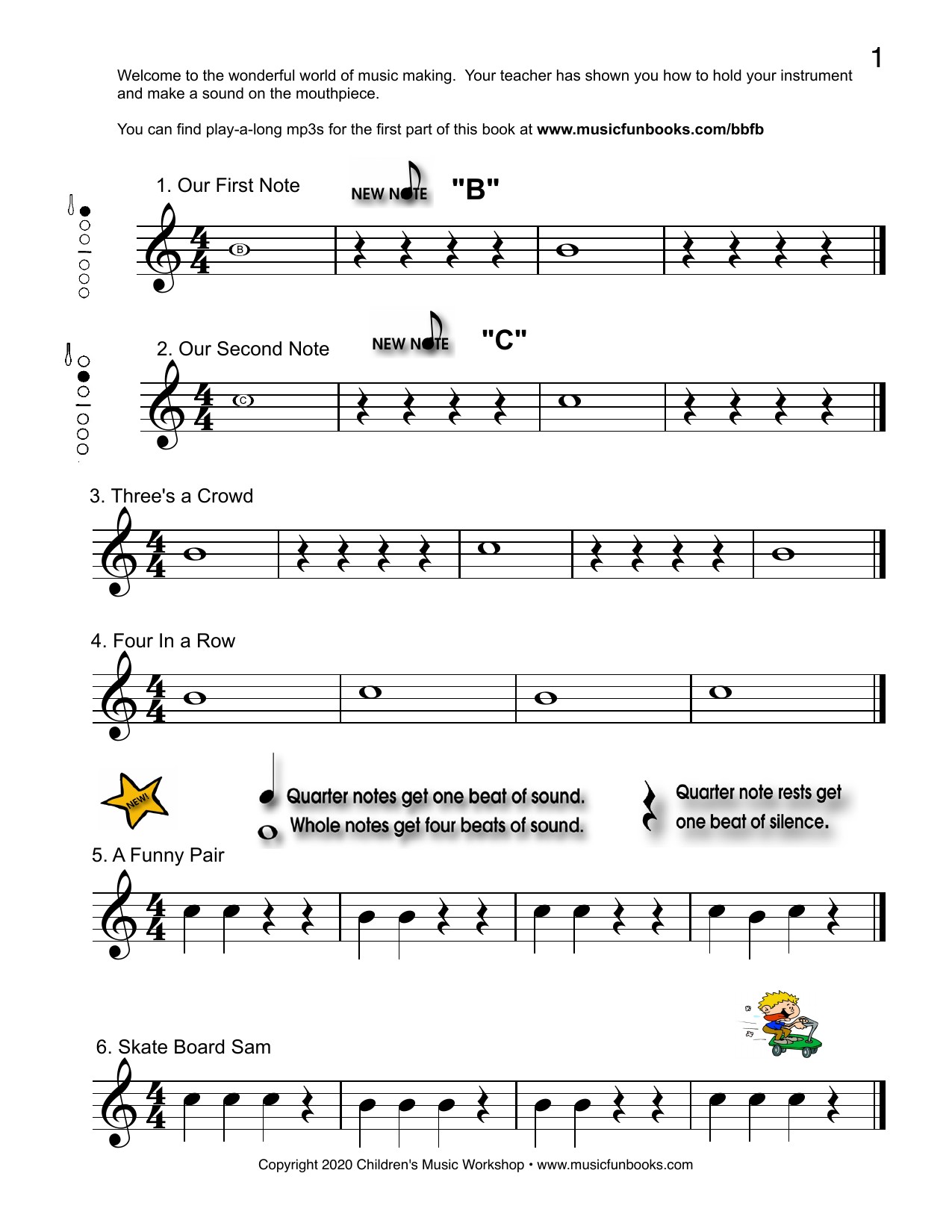 First notes in Best Beginning Saxophone Book for Kids