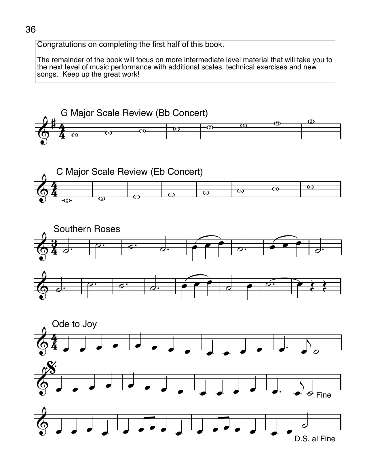 Intermediate transition page in Best Beginning Saxophone Book