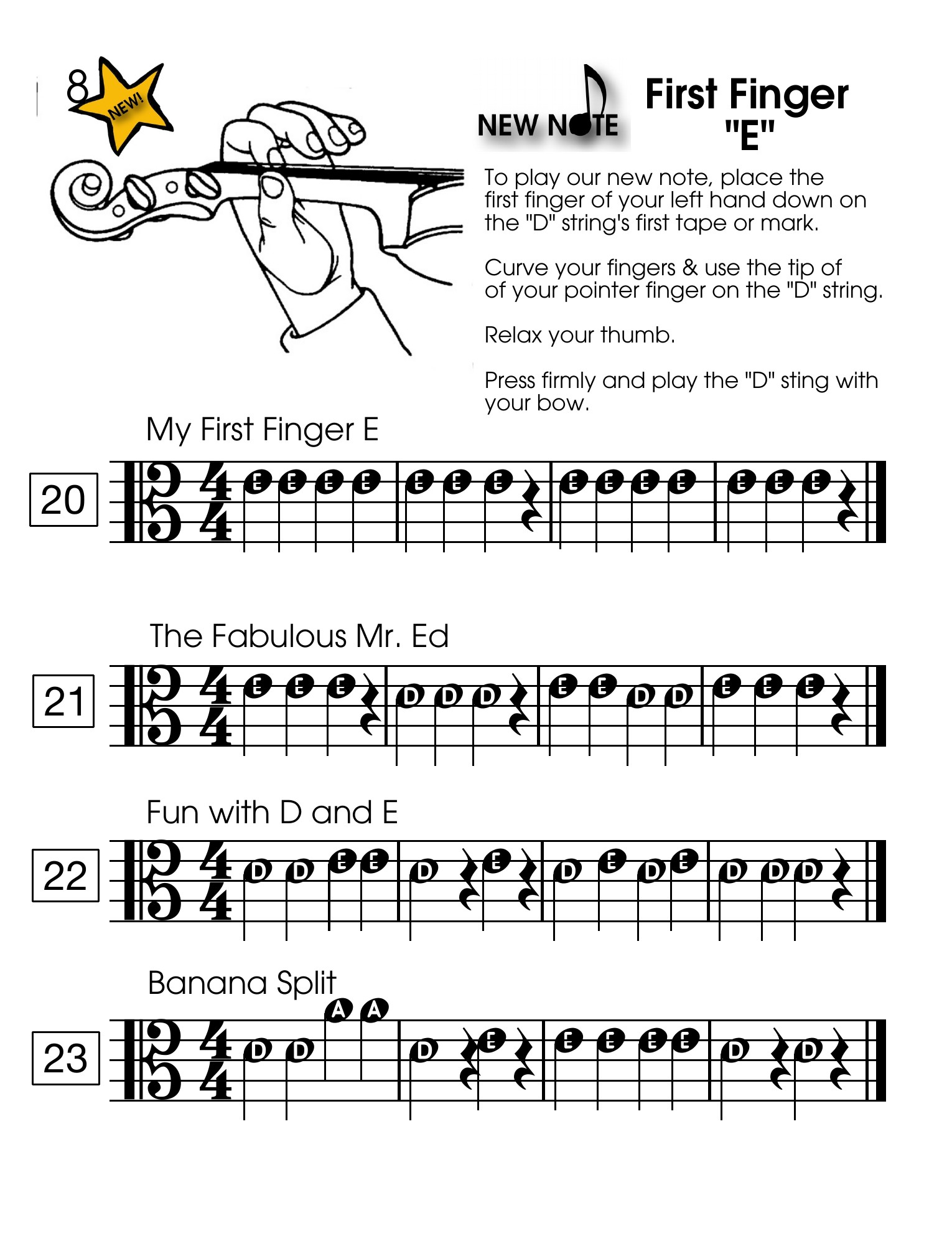 First finger E lesson for beginning viola